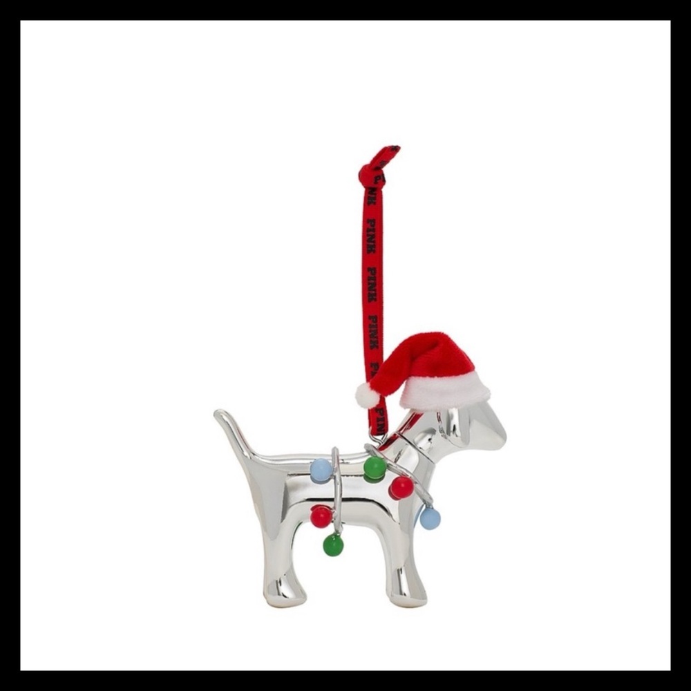 💕ⓅⒾⓃⓀ ⓋⓈ Limited Edition Micro Santa Dog Holiday Ornament NWT💕
